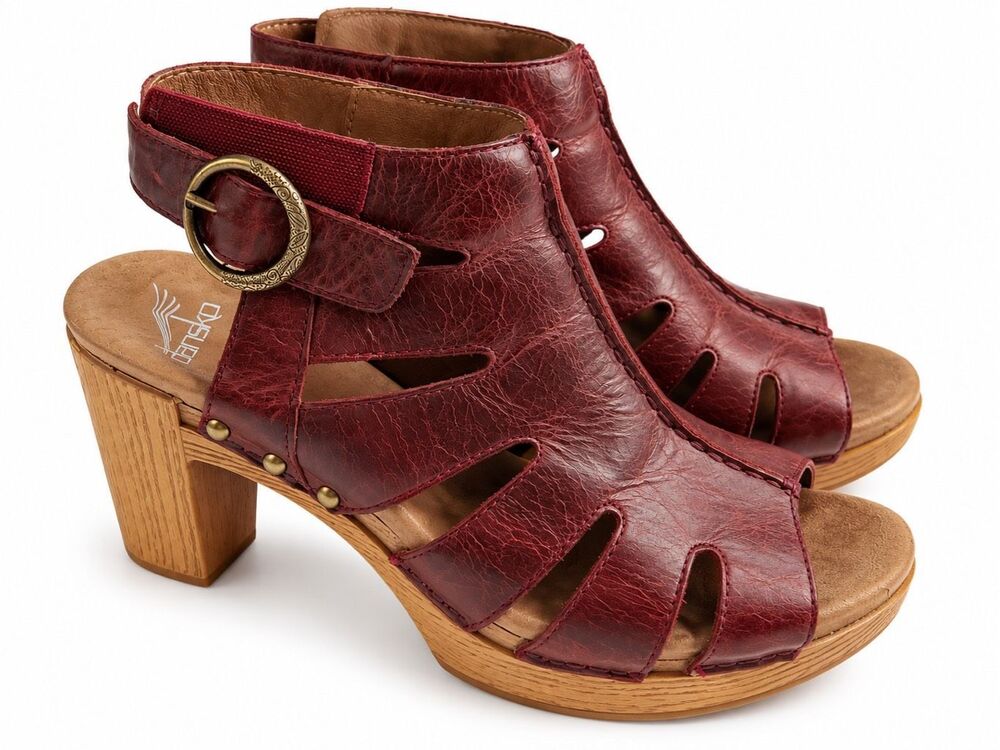 Dansko Women's Demetra Ruby Vintage Heeled Sandals Shoes Size 36 US 6